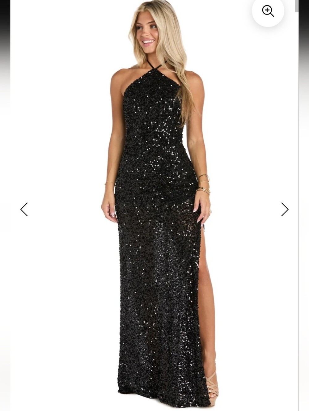 Morgan & Co NWT $179 Black Sequin Halter Maxi Gown Dress Size 13 Formal Glam